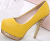 Shiny Yellow Sequins Decoration PU Woman High Heels_46
